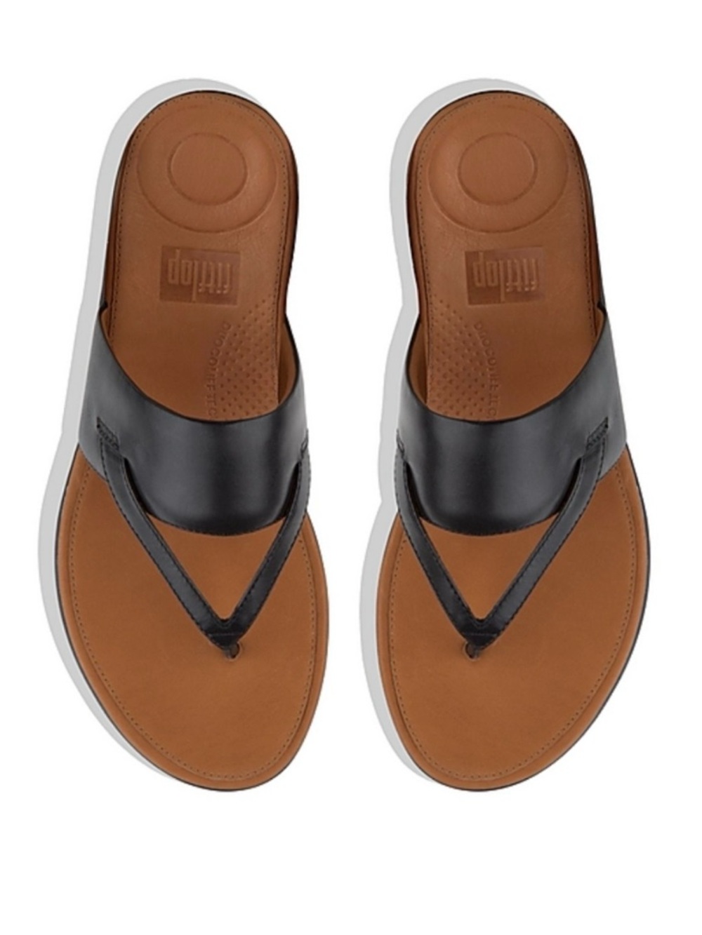 Fitflop DELTA Black Leather Toe Tong Low Wedge Heeled Sandals Size Sandals